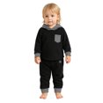thumbnail image 5 of UAYOTSE Baby Boys Waffle Knit Hoodie Set Striped Patch Pocket Sweatshirt Jogger Pants Fall Winter Wear Size 6-9 Months, 5 of 8