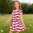 thumbnail image 5 of YUANxueke Girls 4th of July Mini A-Line Dresses Crew Neck Short Sleeve Patriotic Dress Independence Day Outfit for 4-14 Years, 5 of 8