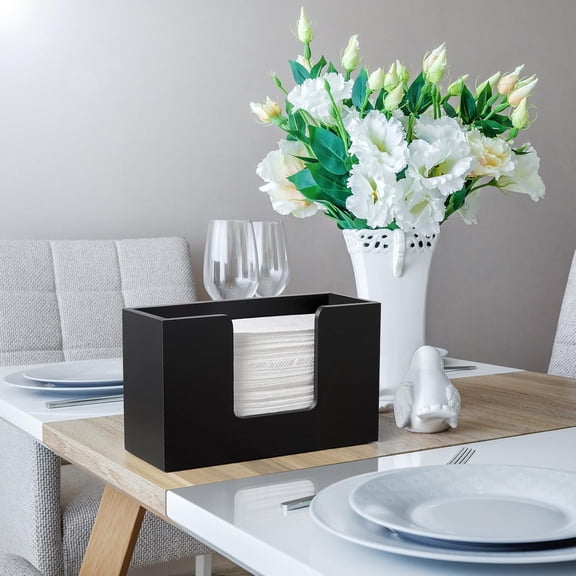 Black Wooden Countertop Paper Towel Dispenser - Holds Multifold/C-Fold/Z-Fold/Trifold | Kitchen Bathroom Toilet Napkin Holder