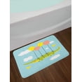 thumbnail image 2 of Gator Bath Mat, Themed Graphic with Crocodile Flying with Balloons Birds and Clouds, Plush Bathroom Decor Mat with Non Slip Backing, 29.5" X 17.5", Pale Blue Multicolor, by Ambesonne, 2 of 2