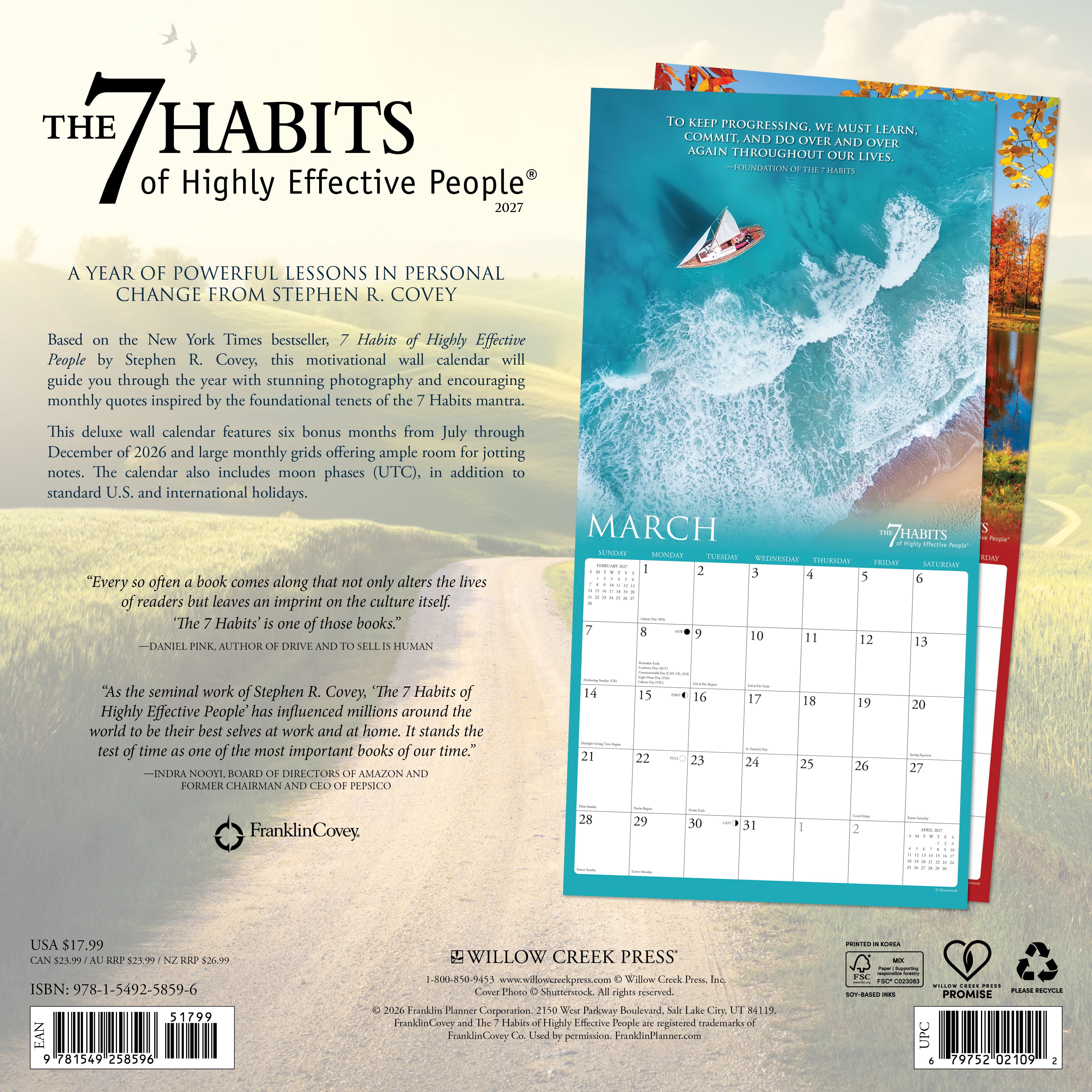 Willow Creek Press, 7 Habits of Highly Effective People 2027 Wall Calendar