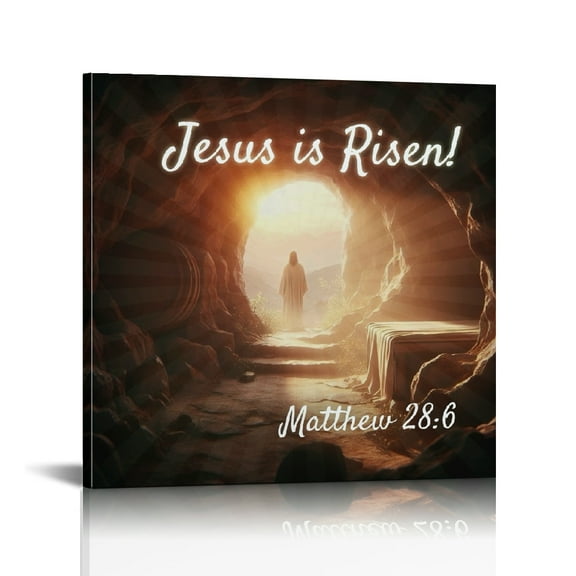 Vintage Easter Christian Jesus Wall Art Jesus Leaves the Tomb Canvas Painting Resurrected Savior Leaves the Tomb He Is Risen Posters Prints for Church Home Bedroom living room Home Wall Decor Framed