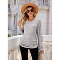 thumbnail image 4 of Female T Shirts Long Sleeve V Neck Basic Tee Casual Loose Fit Soft Fall Tops Outfits Light Grey M, 4 of 9