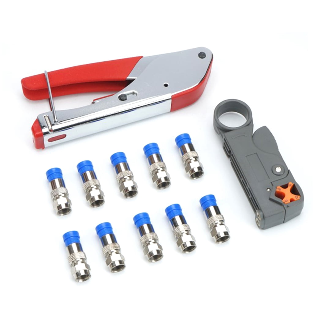 SKISUNO 10Pcs Coax Cable Crimper Kit Tool for Rg6 with Adjustable Wire pping Pliers
