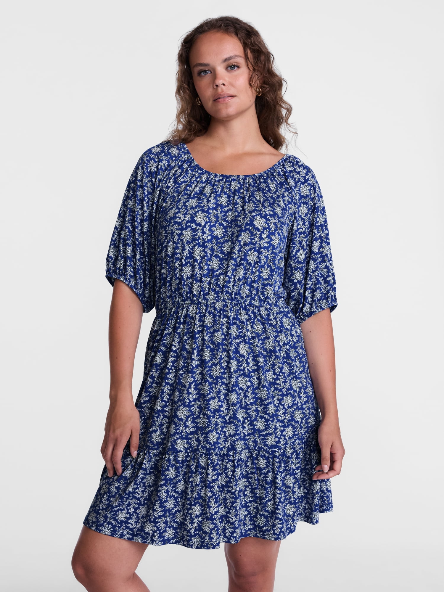 Scenario Women's Mini Dress with Shirred Waist, Sizes XS-XXXL