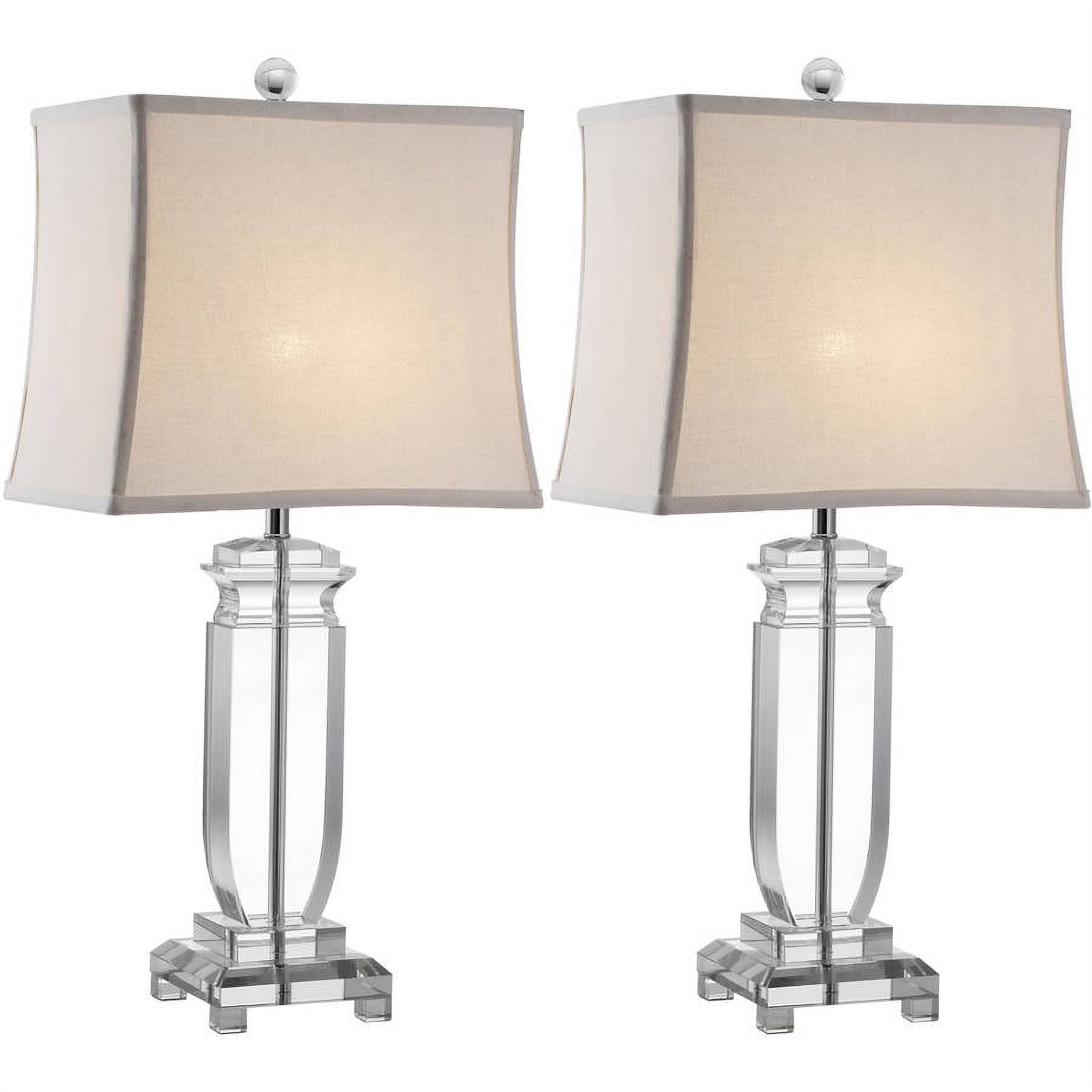 Safavieh Olympia 24" Glam Clear Table Lamp with Crystal Glass Off-White Cotton Shade (Count of 2)