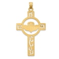 thumbnail image 4 of 14k Yellow Gold Claddagh Cross Pendant for Women, Celtic Irish Christian Necklace with Heart Crown Hands, Religious Faith Jewelry, Spiritual Heritage Symbol, 4 of 6