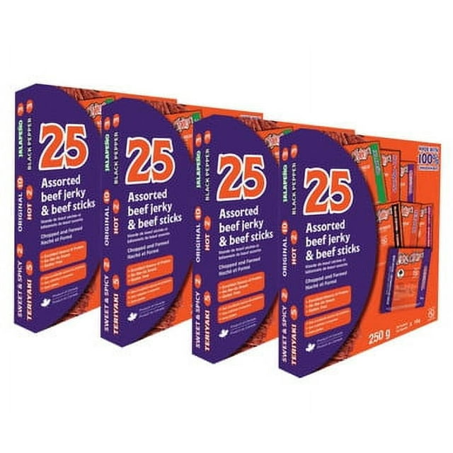 Big Chief Jerky de Bœuf Assorti et Bâtonnets de Bœuf, 2x250 g (2/caisse)