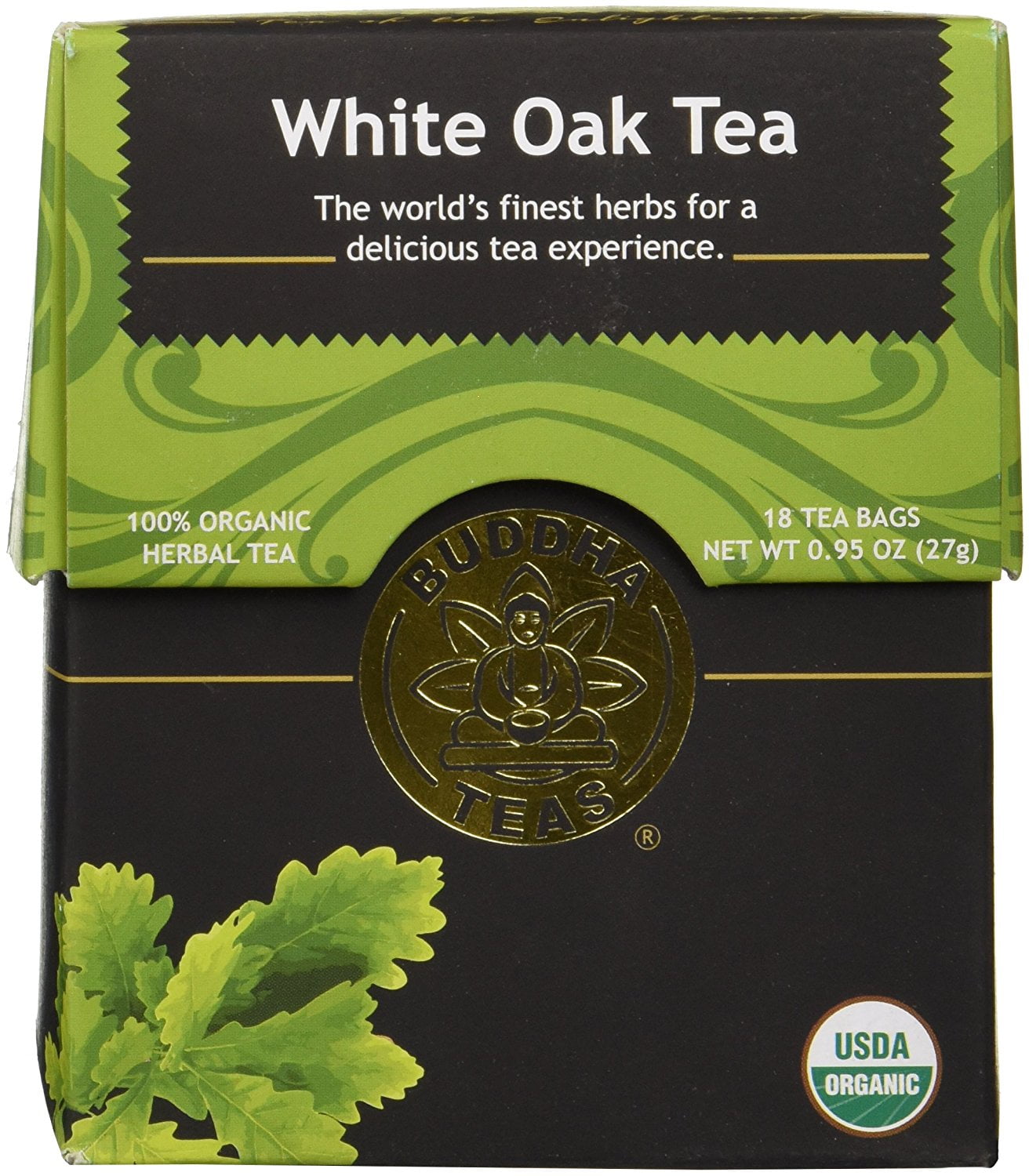 Buddha Teas White Oak 100 Percent Organic Herbal Tea, 18 Bags Per Packet