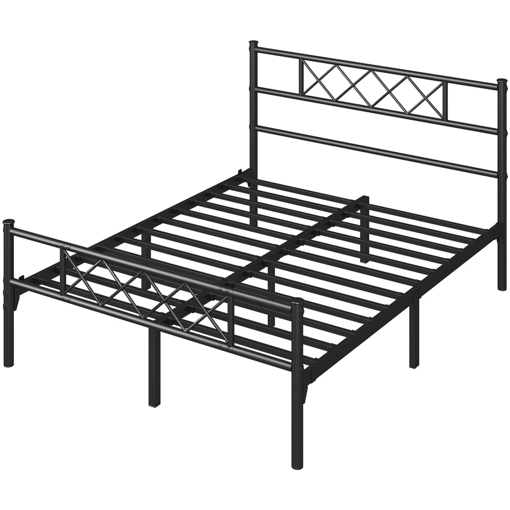 Yaheetech Metal Platform Bed Frame with Headboard and Footboard, Queen Size, Black
