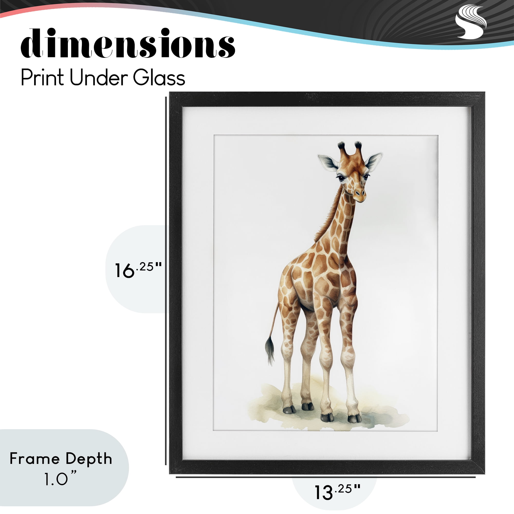 Stupell Industries Eloise Long Legs Giraffe Black Framed Print Under Glass, design by Ray Powers