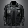 thumbnail image 1 of Chaqueta de otoño e invierno para hombre, chaqueta de cuero informal, chaqueta de moto para hombre, chaqueta de cuero PU con solapa estilo coreano entallada para hombre, 1 of 5