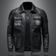 thumbnail image 1 of Chaqueta de otoño e invierno para hombre, chaqueta de cuero informal, chaqueta de moto para hombre, chaqueta de cuero PU con solapa estilo coreano entallada para hombre, 1 of 5
