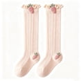 thumbnail image 2 of ZACPNCV Baby Boys Girls Mesh Long Socks Ruffled Cuff Cute Carrot Embroidery Knee High Socks Soft Loose Non Binding Leg Warmer Socks Pink, 2 of 5