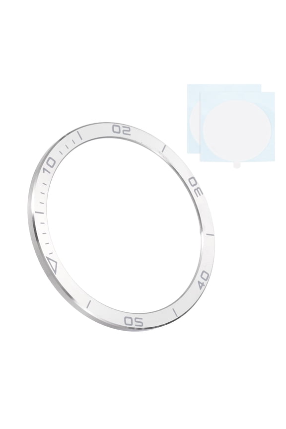 Watch Bezel Insert 51mm, Stainless Steel Watch Bezel Ring Adhesive Anti Scratch Cover Amoled Display Silver/Gray