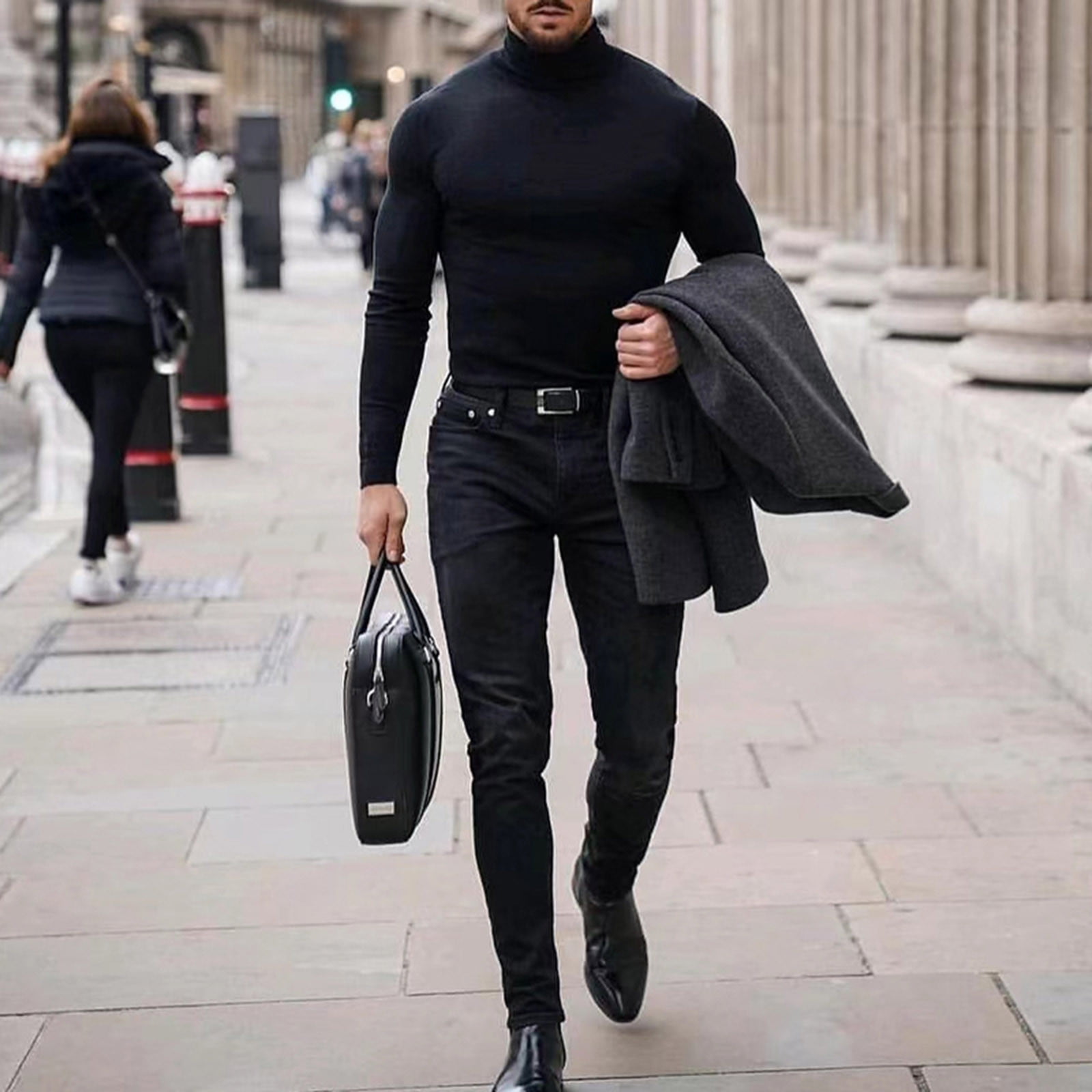 mens cotton roll neck tops