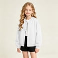 thumbnail image 3 of Fancifize Teens Girls Fleece Bomber Jacket, Button Down Long Sleeve Coat with Pockets, Kids Fall Lightweight Outerwear, 3 of 5