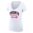 thumbnail image 2 of Women's G-III 4Her by Carl Banks White Toronto Raptors Filigree Logo V-Neck Fitted T-Shirt, 2 of 3