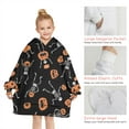thumbnail image 6 of Halloween Dancing Skeletons and Pumpkins Pattern Blanket Hoodies for Kids 6-13YR Oversize Wearable Blanket Hoodies for Boys Girls Teens, 6 of 7