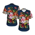 thumbnail image 3 of Yiaed Summer Birds and Flowers Print Women's T Shirt V-Neck Short Sleeve Shirt Casual Breathable Tee Summer Tops-XX-Large, 3 of 5