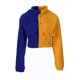 thumbnail image 5 of Abrigo corto de lana para mujer, chaqueta cálida de invierno de manga larga con bloques de color, Tops Pompotops qwe16939, 5 of 6