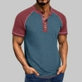 thumbnail image 2 of Blusa de Manga Corta de los Hombres Botones de Color Sólido Al Aire Libre Respirable Cuello Redondo, Sudadera Suelta Casual para Diario, 2 of 8