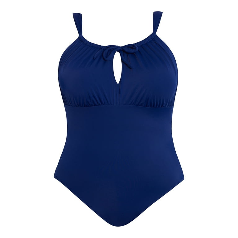 Time and Tru Women's and Plus Keyhole Tie Front One Piece