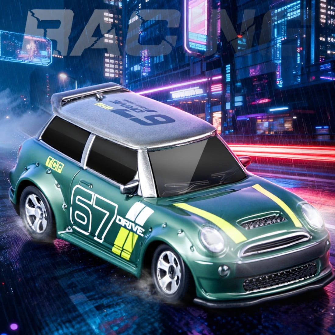 KF33 1:64 Scale Mini RC Drift Car, 4WD Remote Control Car with Gun-Style Controller & Roadblocks, 2.4GHz RC Drift Racing Toy for Hobbyist