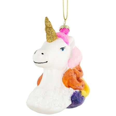 Northlight 4” Rainbow Unicorn Bust Hanging Glass Christmas Ornament