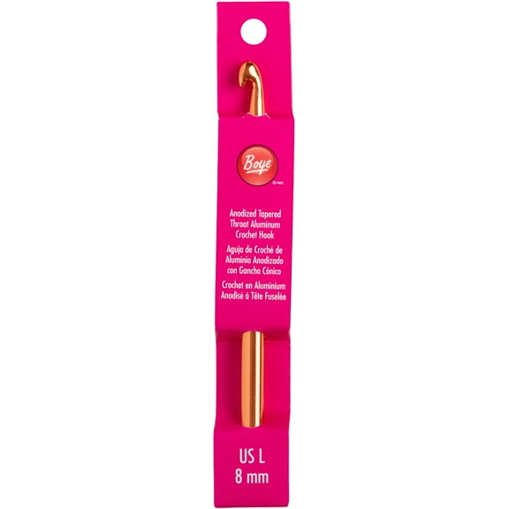Boye Aluminum Crochet Hook, 6 inch, Size L 11/8mm, Gold