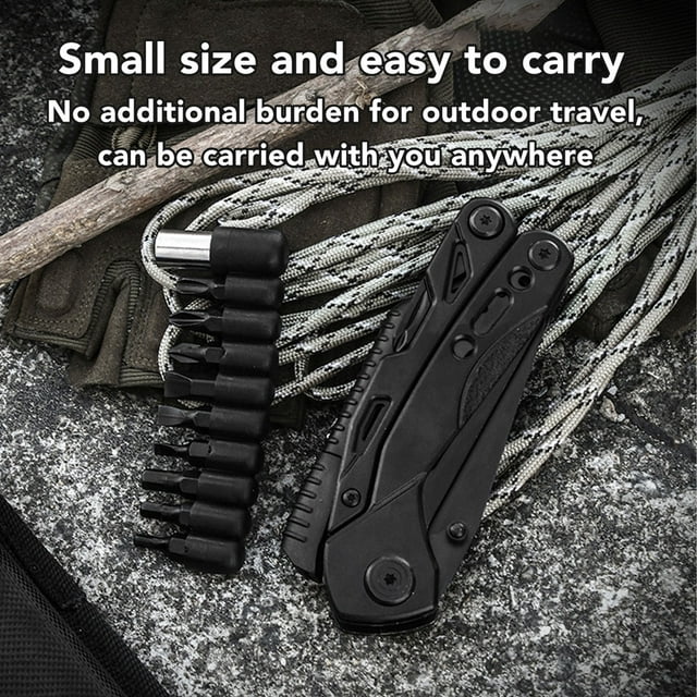 Alicates multiherramienta, cuchillo profesional de acero inoxidable, tijeras con silbato plegables, Destornillador cruzado para acampar y hacer senderismo