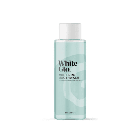 White Glo Fluoride Free Whitening Mouthwash, Fresh Mint, Stain Prevention & Gum Care, 16.9 fl oz