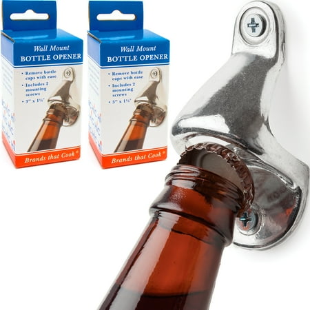 Mounted Bottle Opener - 2 Pc Aluminum Wall Mount Bottle Opener Screws Bar Wine Beer Soda Glass Cap Tool