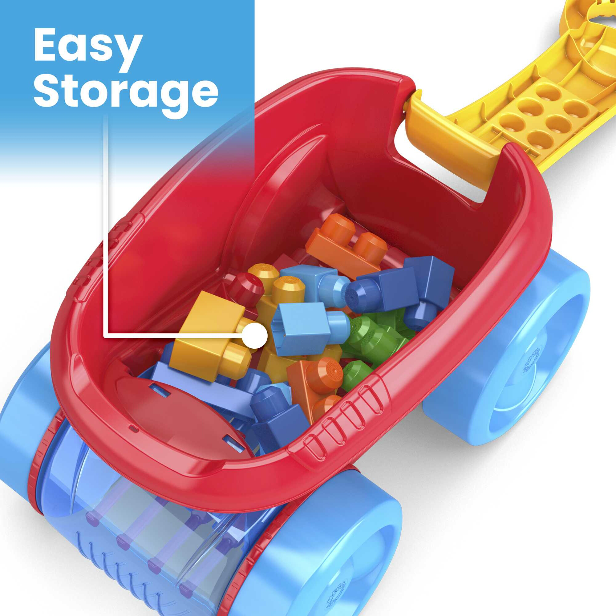 MEGA BLOKS Fisher-Price Blue Block Scooping Wagon Building Toy (21 Pieces) for Toddler - image 5 of 7