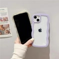 thumbnail image 3 of Compatible with iPhone 12 Case Cute Curly Wave Frame Shape Slim Translucent Back Anti-Fingerprint Shockproof for iPhone 12 Case,Blue, 3 of 6