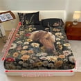 thumbnail image 3 of Xoenoiee Horse Daisy Flower Pattern 3 Pieces Fitted Sheet Set with 2 Pillowcases, Soft Microfiber Wrinkle-Free Bed Sheets with Elastic Band for Bedroom Decor, King Size, 3 of 7