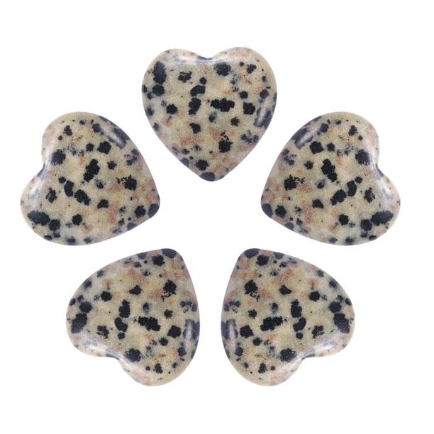 5Pcs Natural Heart Stone Quartz, Love Heart Worry Stones for Balancing Worry Bulk Black and White