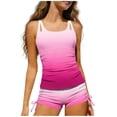 thumbnail image 2 of Cethrio Girls Tankini Swimsuits with Built in Bras, Quick-drying Vacation 2 Piece Summer Kids Bathing Suits Hot Pink Size 11-12 T, 2 of 7