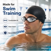 Adult Swim Goggles with Mirror Coated Lenses and Adjustable Strap for Pool and Training, TIKA