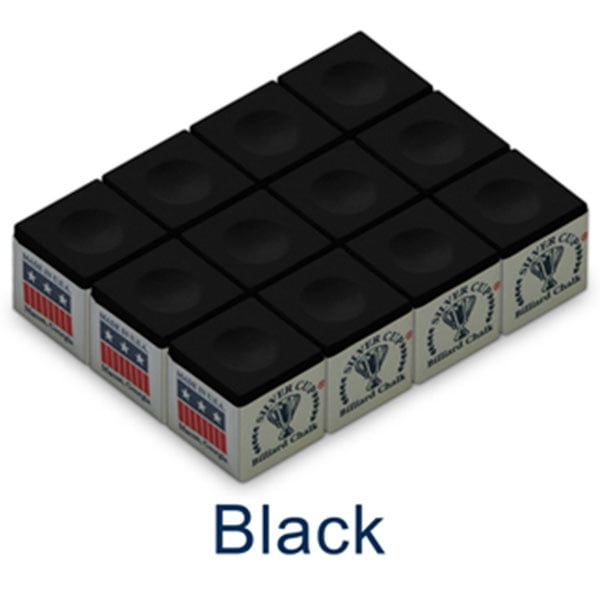 Silver Cup Black Billiard Chalk 12 Pack