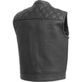 thumbnail image 2 of First Mfg Co - Upside - Men's Motorcycle Biker Riding Black Leather Vest - 4X Large, 2 of 4