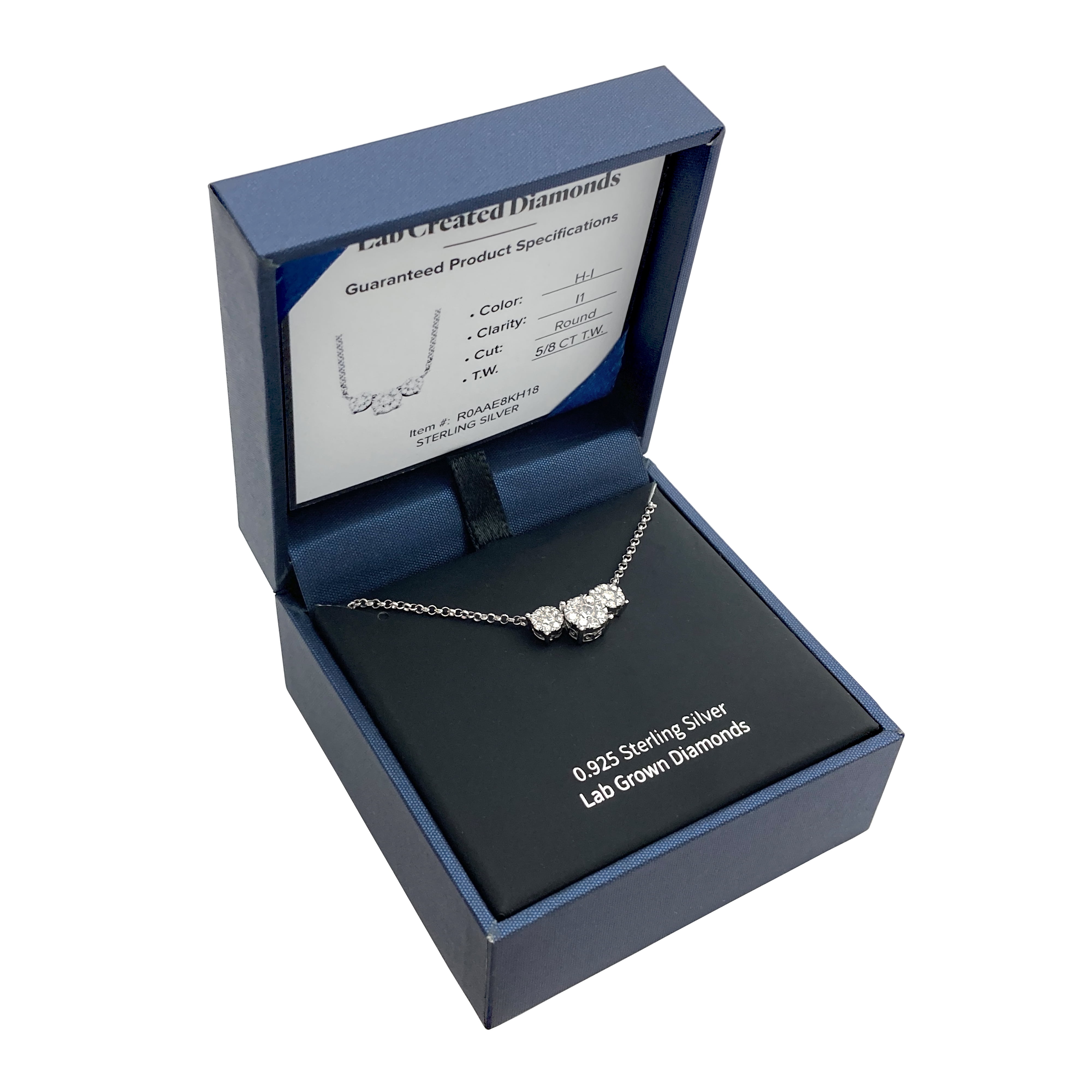 Forever Facets 5/8 CT TW Lab Grown Diamond Necklace in Platinum over Sterling Silver, Adult Female
