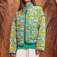 thumbnail image 2 of Lovskoo Women's Cropped Floral Quilted Jacket Warm Long Sleeve Print Puffer Jacket Coats with Pockets Green, 2 of 9