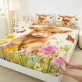 thumbnail image 3 of Manfei Watercolor Highland Cow Queen Sheet Sets for Kids Boys Girls, Spring Garden Floral Flat Sheet, Colorful Butterfly Queen Fitted Sheet, Super Cozy Room Decor 4pcs, 3 of 7