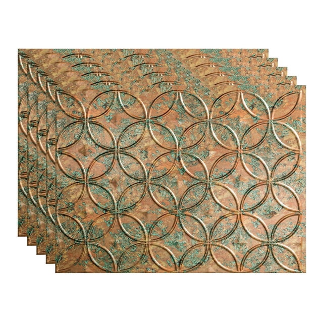 FASÄDE Rings Copper Fantasy 18in x 24in Decorative Vinyl Backsplash Panel (5 Pack)