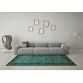 thumbnail image 3 of Ahgly Company Machine Washable Indoor Round Oriental Turquoise Blue Industrial Area Rugs, 8' Round, 3 of 4