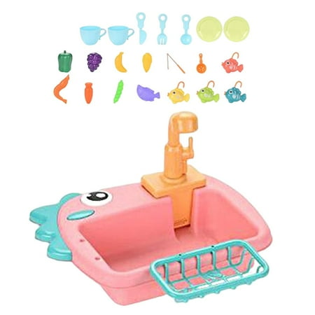 

Realistic Play Sink with Running Water Fishing Toys 2 in Ages 3+ Gifts Pink