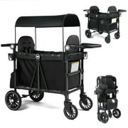 AILEEKISS Stroller Wagon for 2 Toddlers with Canopy, All-Terrain Baby Wagon Stroller, 55 Pounds, Black