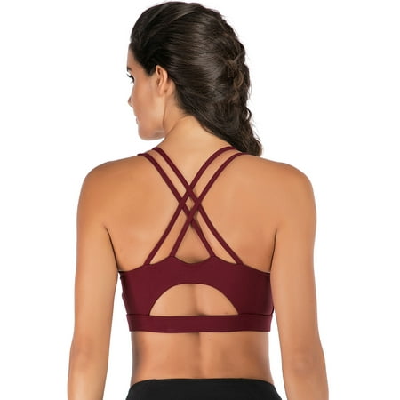 FANNYC Women Criss Cross Back Sports Bra Fitness Yoga Strappy Longline Crop Tank Top Beauty Back Yoga Running Active Gym Workout Fitness Bras