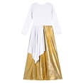 thumbnail image 5 of YUUMIN Kids Girls Liturgical Lyrical Praise Dance Jumpsuit Worship Gown Robe with Metallic Wide Leg Pants Set White 16, 5 of 6